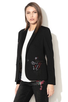 DESIGUAL, Sacou cu broderii Claris, Negru/Rosu DESIGUAL, Sacou cu broderii Claris, Negru/Rosu