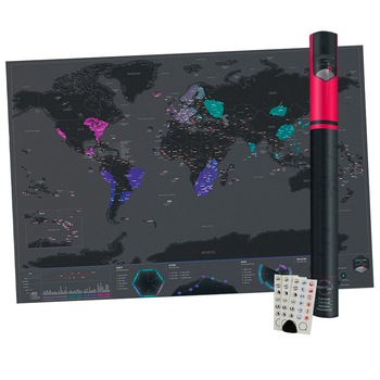 Harta Razuibila a Lumii Modern Edition | Matt Black Layer | Accesorii | 60 x 80 cm Harta Razuibila a Lumii Modern Edition | Matt Black Layer | Accesorii | 60 x 80 cm