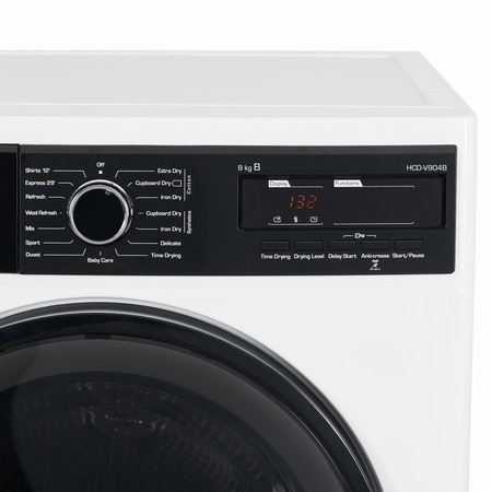 Сушилня Heinner HCD-V904B, Condensare, 9 кг, LED дисплей, Осветен барабан, Антисифон, Клас B, Бяла