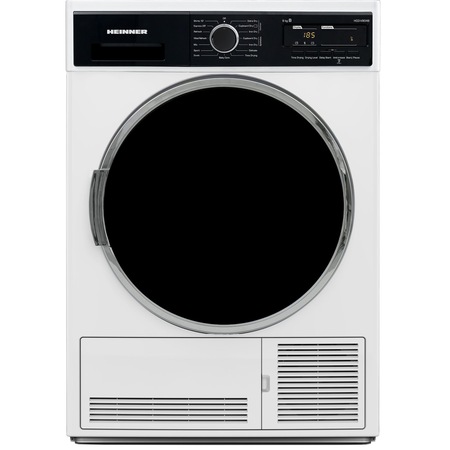 Uscator de rufe Heinner HCD-V904B, Condensare, 9 kg, Display LED, Lumina cuva, Anti-sifonare, Clasa B, Alb