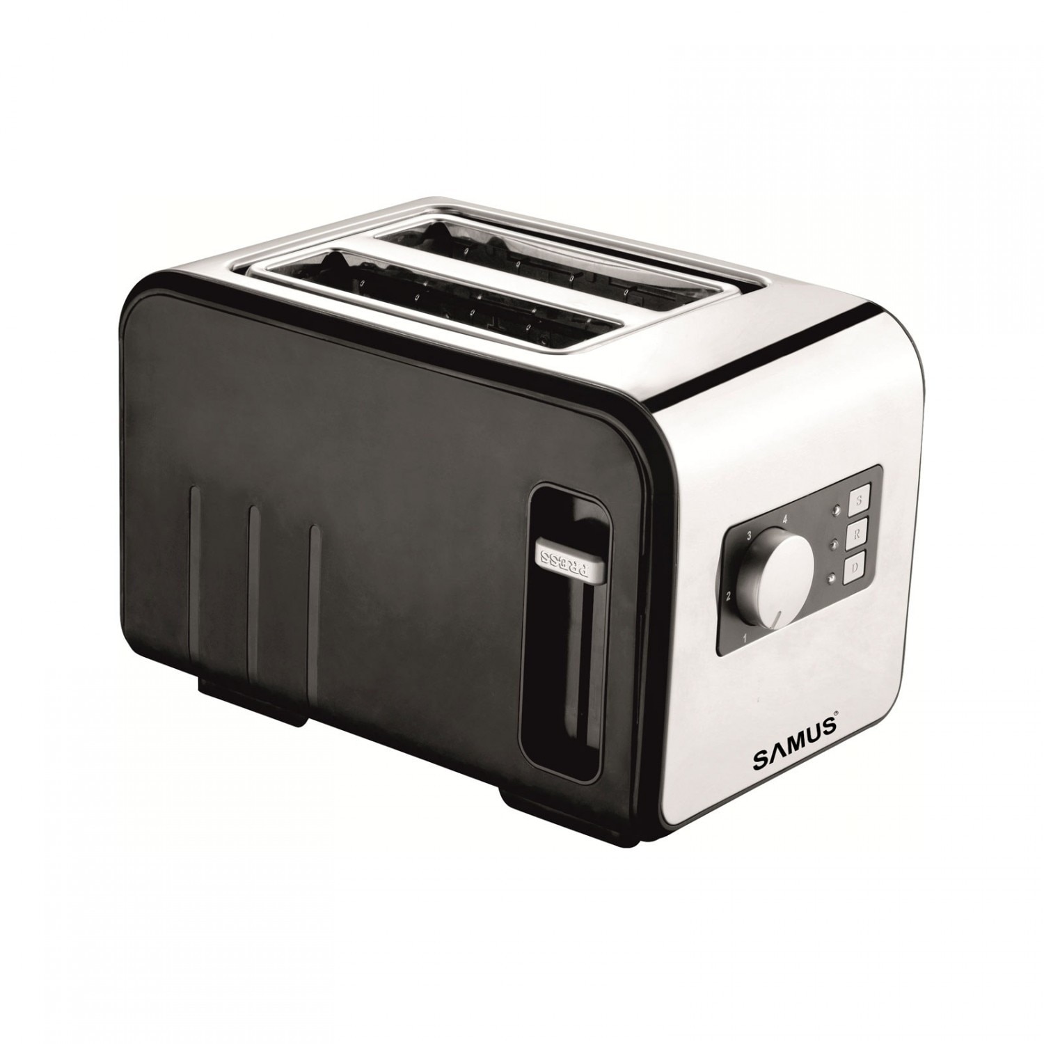 Prajitor de paine Samus Daily, 800 W, 2 felii, functie decongelare, functie reincalzire, 6 trepte putere, negru + argintiu AN