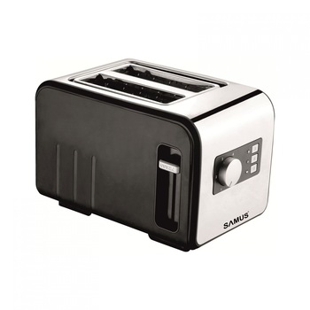 Prajitor de paine Samus Daily, 800 W, 2 felii, functie decongelare, functie reincalzire, 6 trepte putere, negru + argintiu AN Prajitor de paine Samus Daily, 800 W, 2 felii, functie decongelare, functie reincalzire, 6 trepte putere, negru + argintiu AN