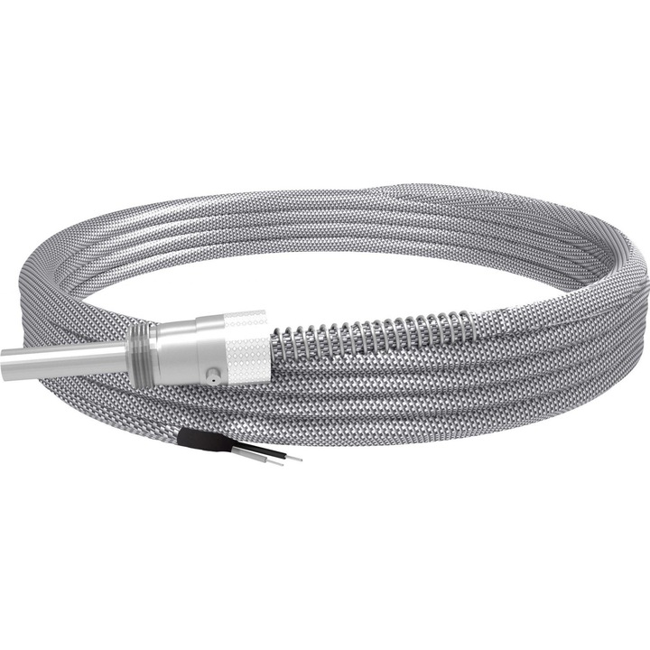 Termorezistenta PT100, EMKO, RT-M06-L012-K02, teaca cu diametru Ø = 6mm si lungime 12mm, niplu de prindere pe arc, cablu de 2m cu tresa metalica, temperatura maxim 400˚C