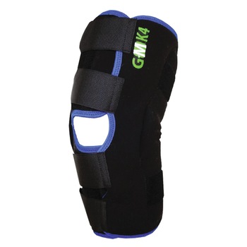 Orteza mobila de genunchi GM - K4, cu suport metalic, Negru Albastru, Marimea XL Orteza mobila de genunchi GM - K4, cu suport metalic, Negru Albastru, Marimea XL