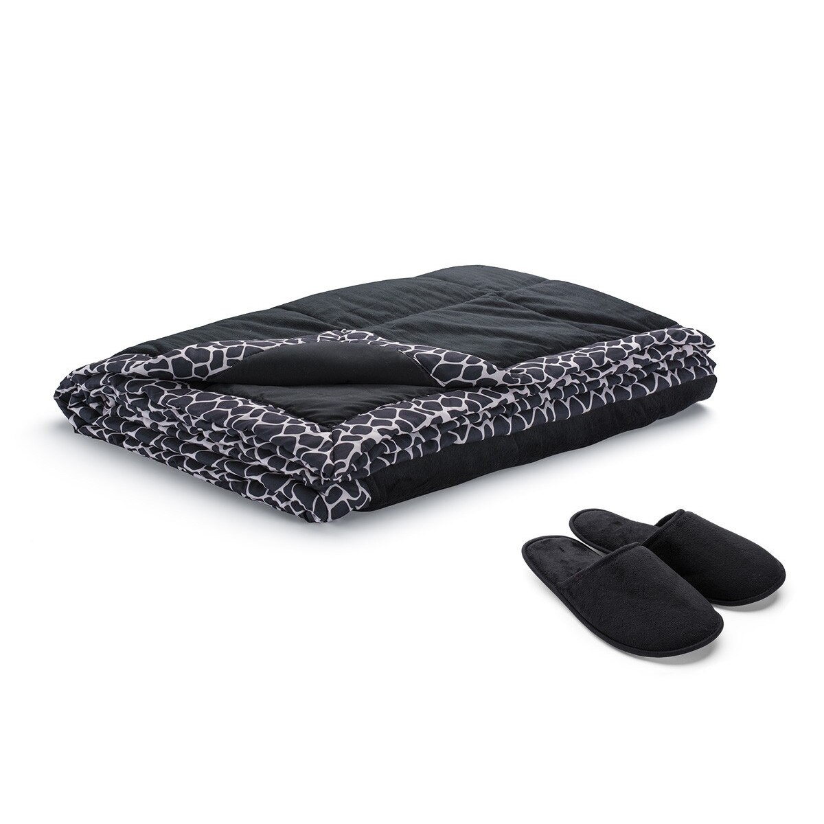 Patura decorativa VITAPUR Family Home SoftTouch + papuci - negri