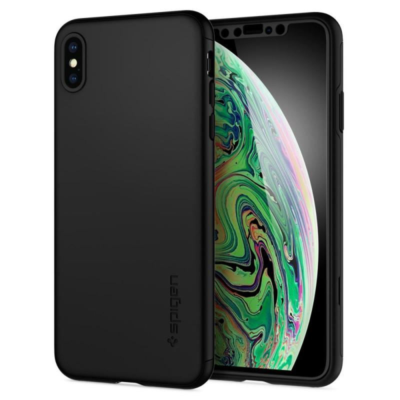 Carcasa Spigen Thin Fit 360 iPhone XS Max Black cu folie de protectie