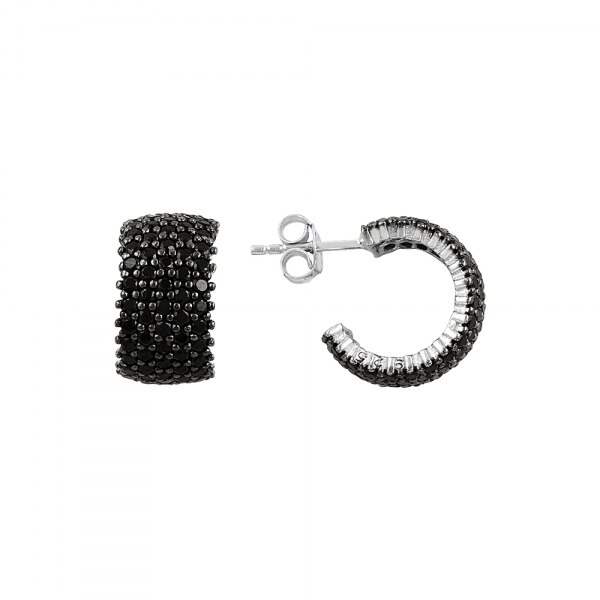 Cercei semiluna din argint 925 cu zirconii negre - Be Elegant ETU0053 - BeSpecial 10348, 1,3, Negru