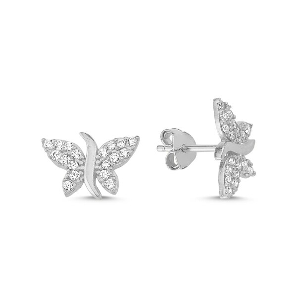 Cercei argint 925 rodiat cu fluturi si zirconii albe - Be Nature ETU0051 - BeSpecial 10351, 1, Argintiu