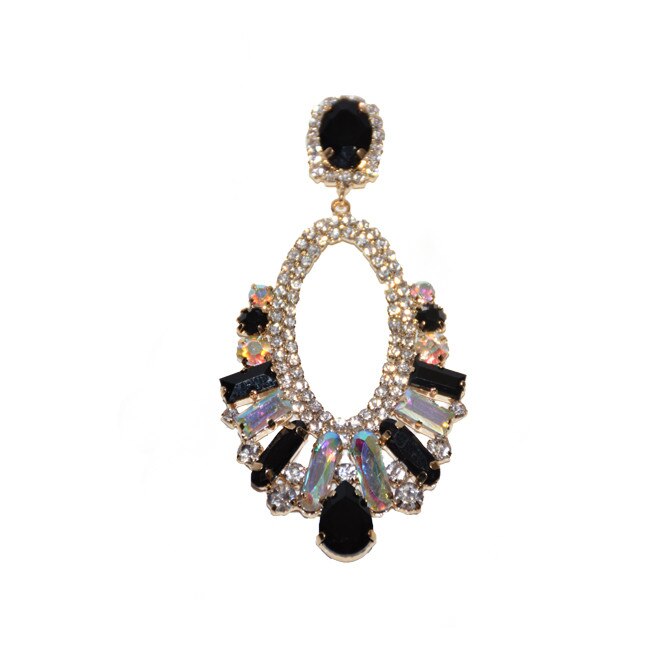Cercei Huggy,eleganti, D&J Exclusive, Negru-argintiu