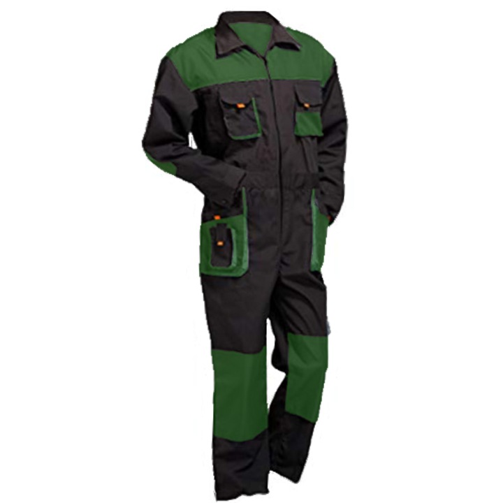 Salopeta de lucru Combinezon Welten, Negru/Verde, marime 50 (L)