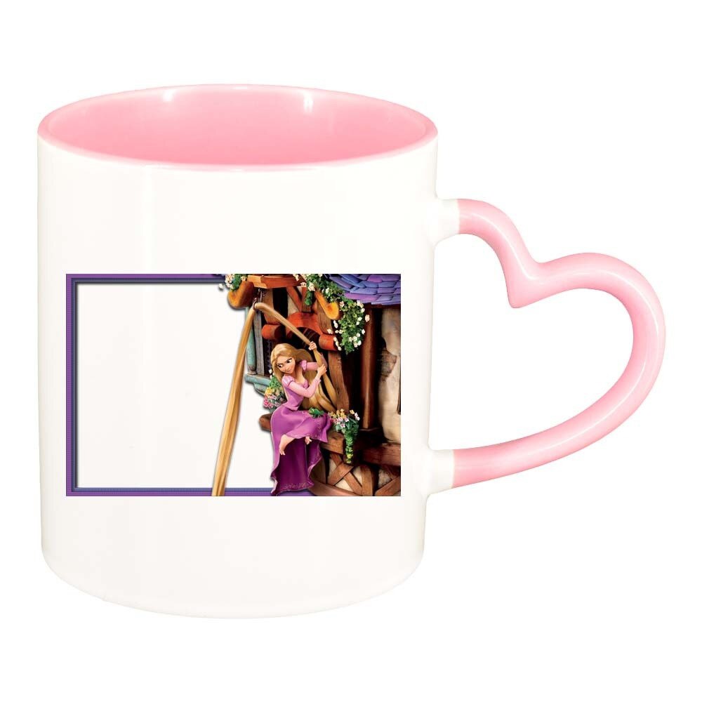 Cana Rapunzel, interior roz, maner inima, 330ml, D287