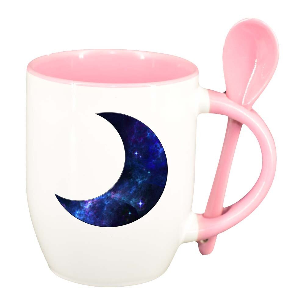 Cana Luna cu lingurita, interior roz, 330ml, D283