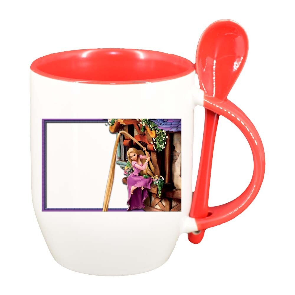Cana Rapunzel cu lingurita, interior rosu, 330ml, D287