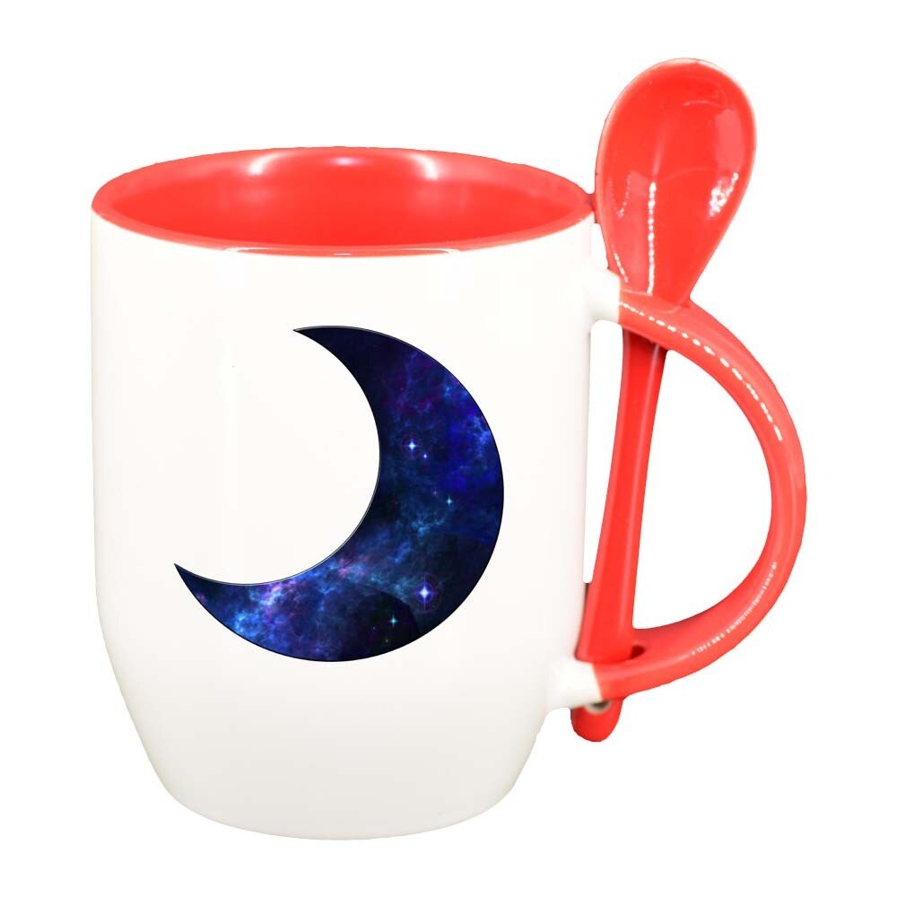 Cana Luna cu lingurita, interior rosu, 330ml, D283