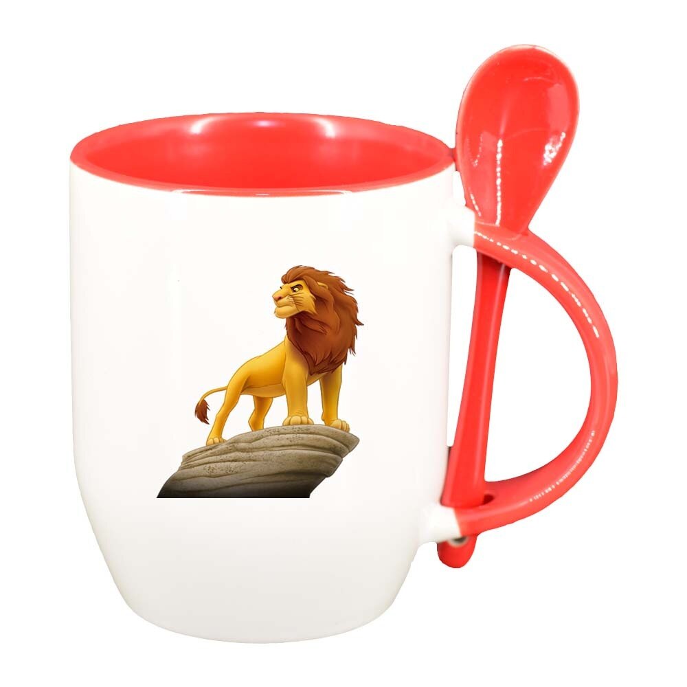 Cana Lion King cu lingurita, interior rosu, 330ml, D289