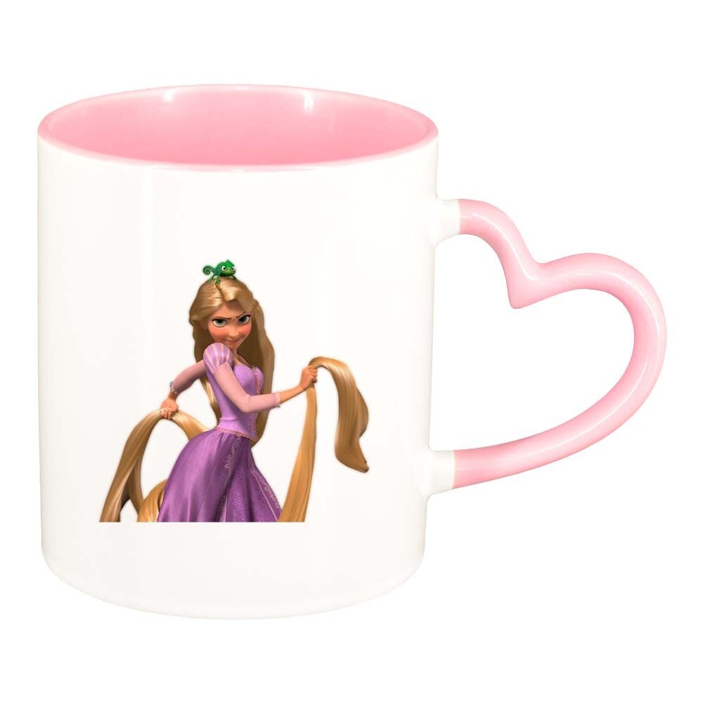 Cana Rapunzel, interior roz, maner inima, 330ml, D288