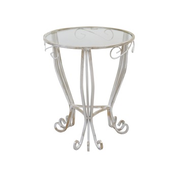 Masuta metal decorativa 10-0632-1, alb patinat Masuta metal decorativa 10-0632-1, alb patinat