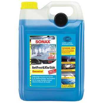 Lichid spalat parbrizul iarna, concentrat Sonax, 5L, nu contine Methanol, anticalcar, aroma lamaie(lemon), se pot obtine pana la 15 l de solutie eficienta - 25 grade Lichid spalat parbrizul iarna, concentrat Sonax, 5L, nu contine Methanol, anticalcar, aroma lamaie(lemon), se pot obtine pana la 15 l de solutie eficienta - 25 grade