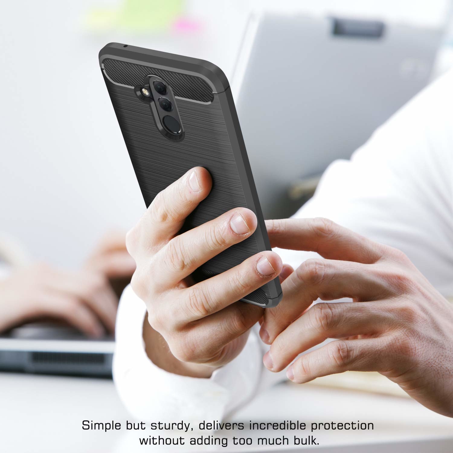 Husa Huawei Mate 20 Lite, Slim Armor Carbon, carcasa spate Antisoc, Negru