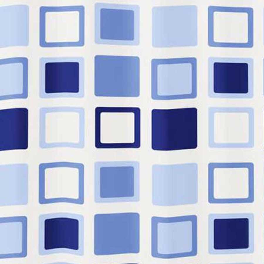 Perdea dus, Cubeca, model geometric, alb + albastru, 180 x 200 cm