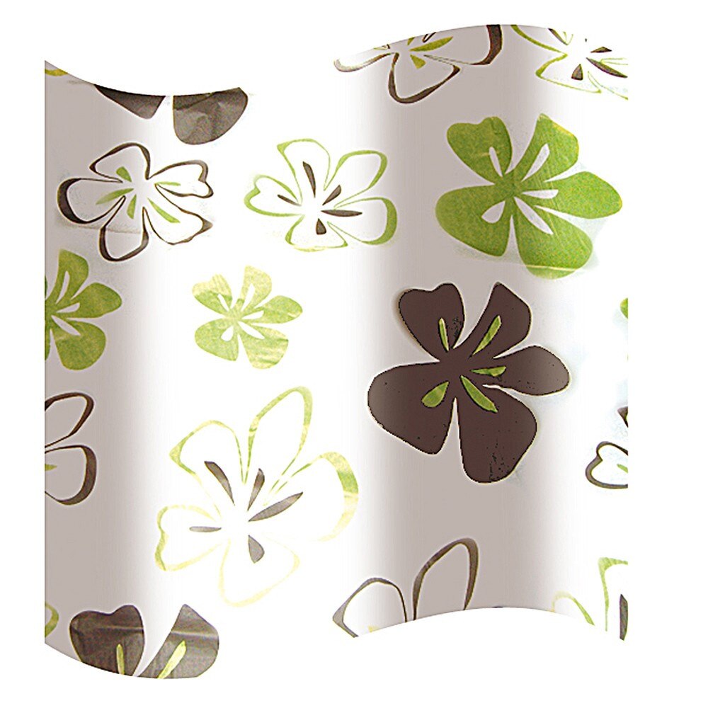 Perdea dus, Cubeca, model floral, maro/verde pe fond alb, 180 x 180 cm