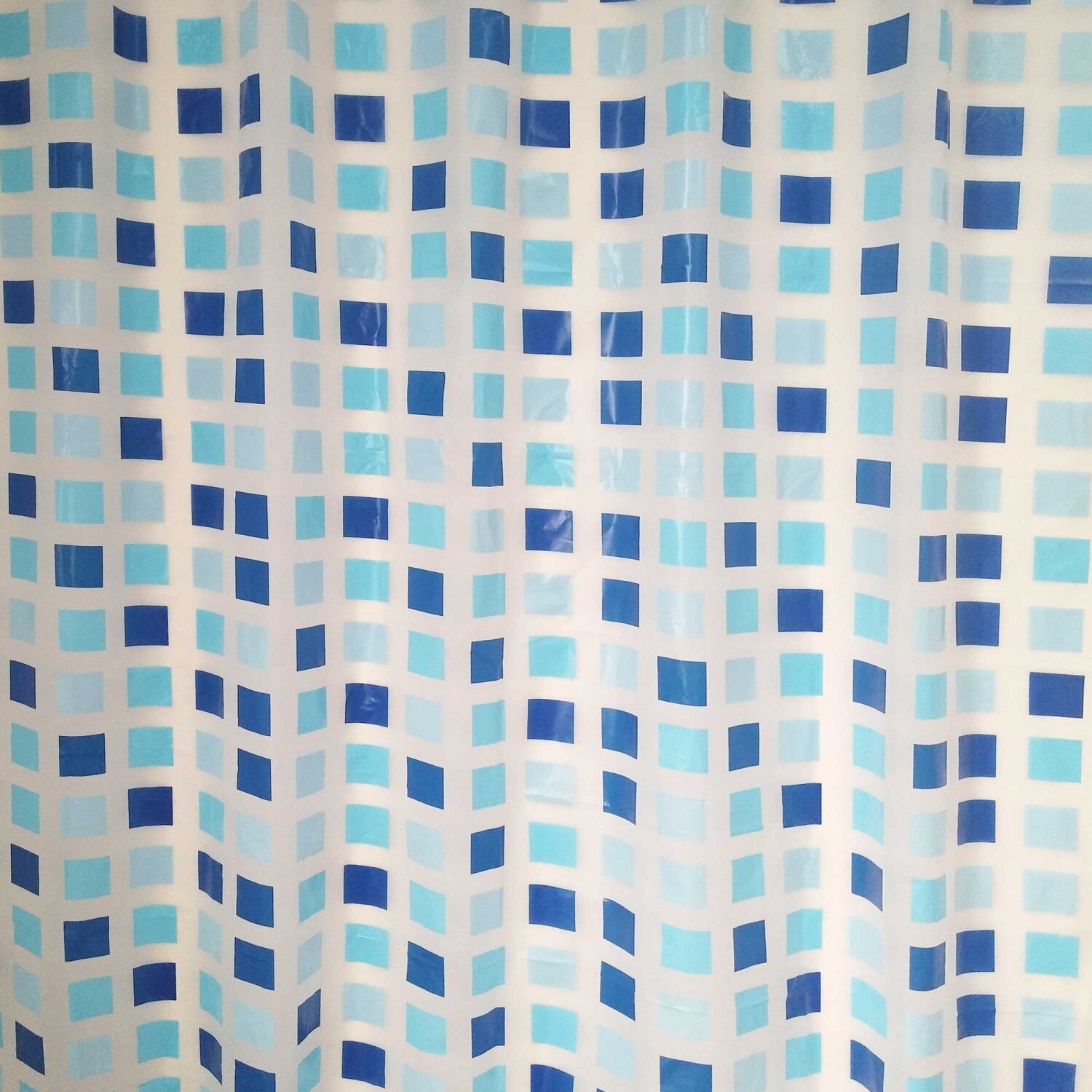 Perdea dus, model patratele, albastru+ alb 200 x 180 cm