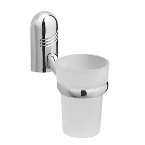 Pahar toaleta cu suport, Lider, sticla, prindere pe perete 13 x 7 x 14 cm