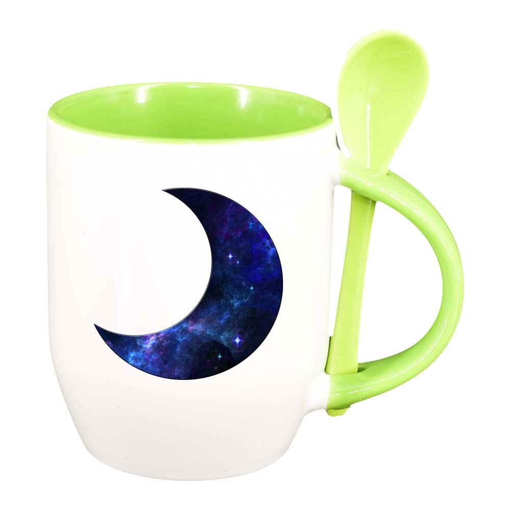 Cana Luna cu lingurita, interior verde deschis, 330ml, D283