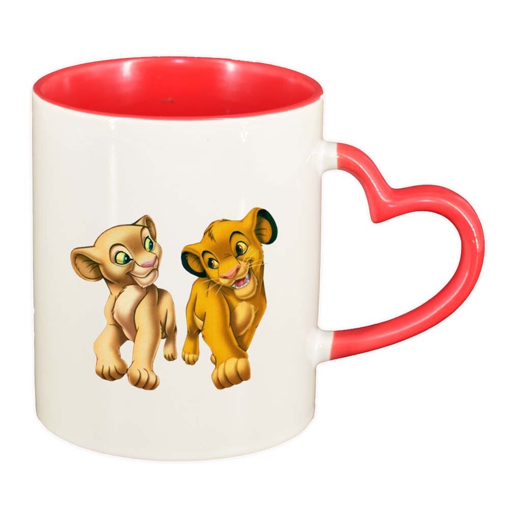 Cana Lion King, interior rosu, maner inima, 330ml, D291