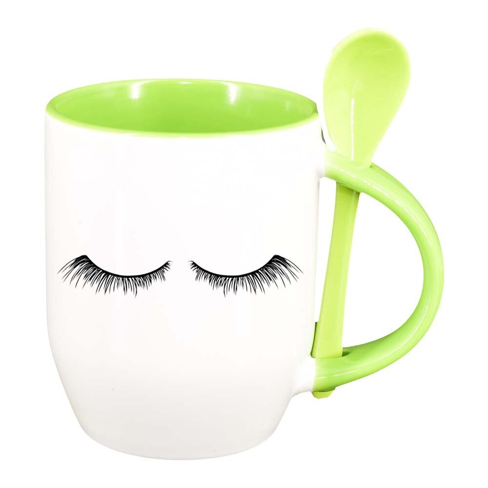 Cana Eye Lash cu lingurita, interior verde deschis, 330ml, D294