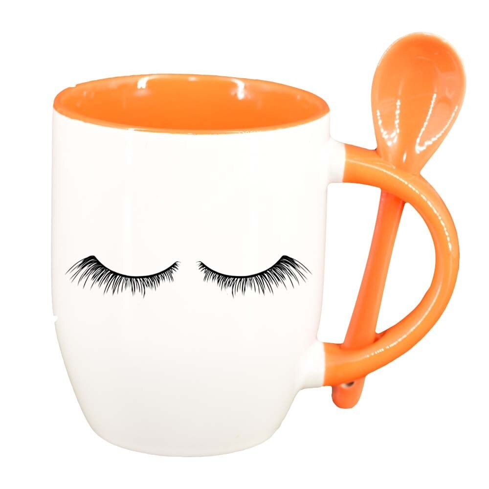 Cana Eye Lash cu lingurita, interior portocaliu, 330ml, D294