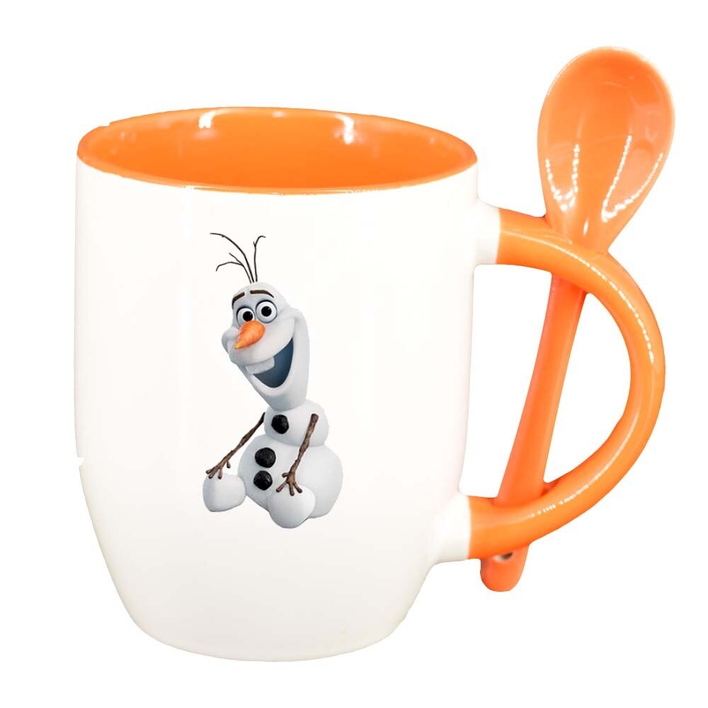 Cana Frozen cu lingurita, interior portocaliu, 330ml, D293