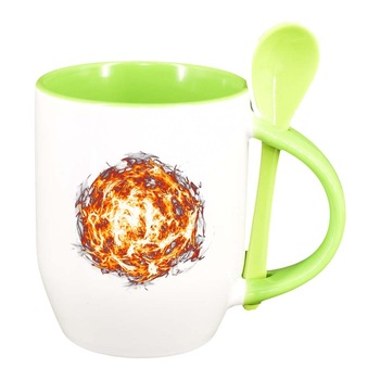 Cana Fire cu lingurita, interior verde deschis, 330ml, D295 Cana Fire cu lingurita, interior verde deschis, 330ml, D295