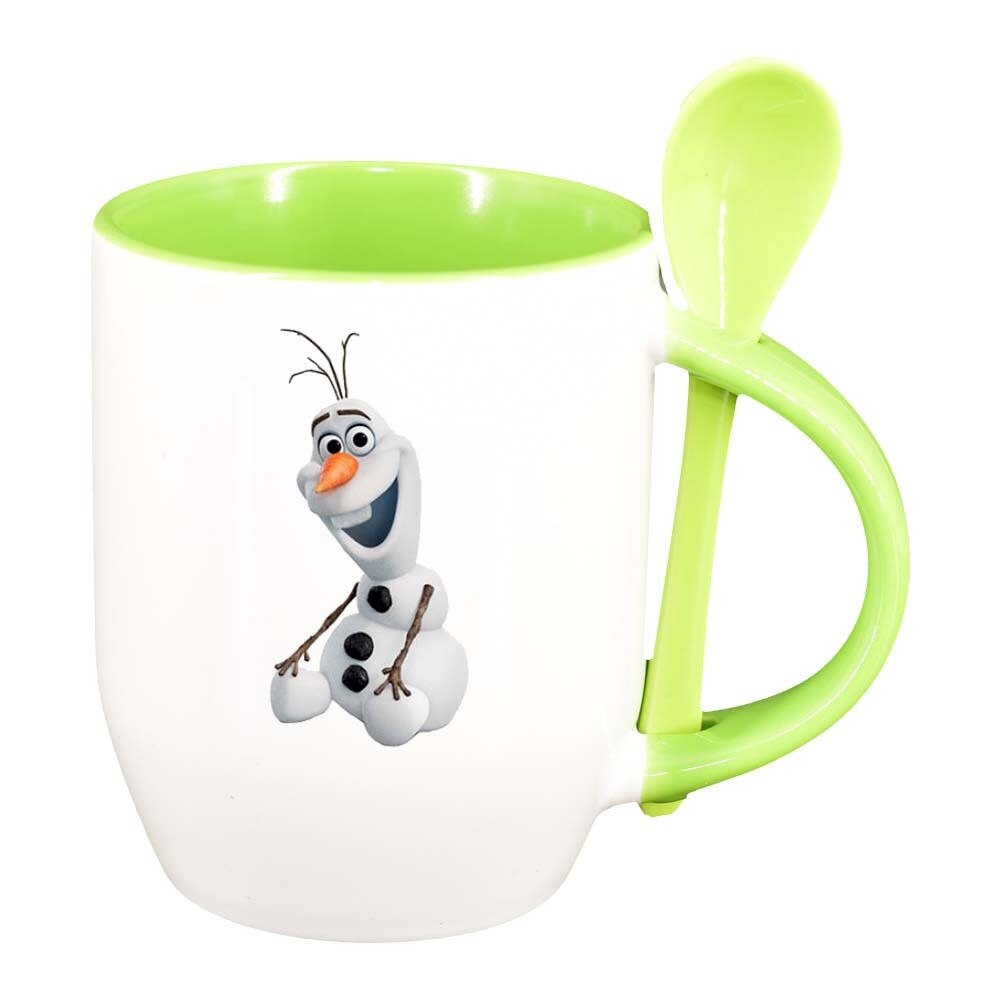 Cana Frozen cu lingurita, interior verde deschis, 330ml, D293