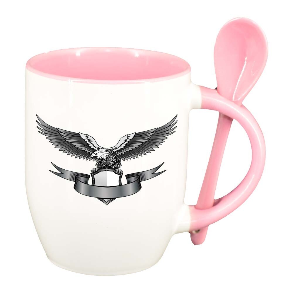 Cana Eagle cu lingurita, interior roz, 330ml, D301