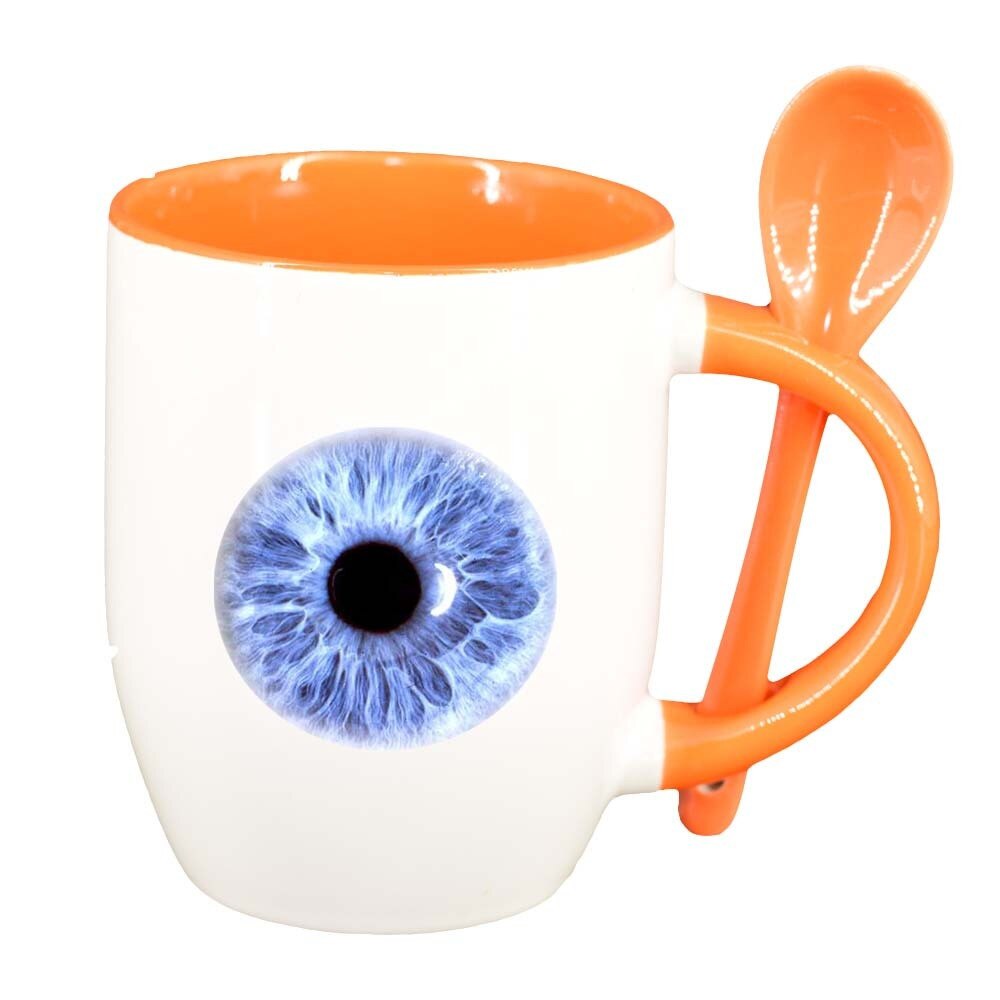 Cana Eyeball cu lingurita, interior portocaliu, 330ml, D299