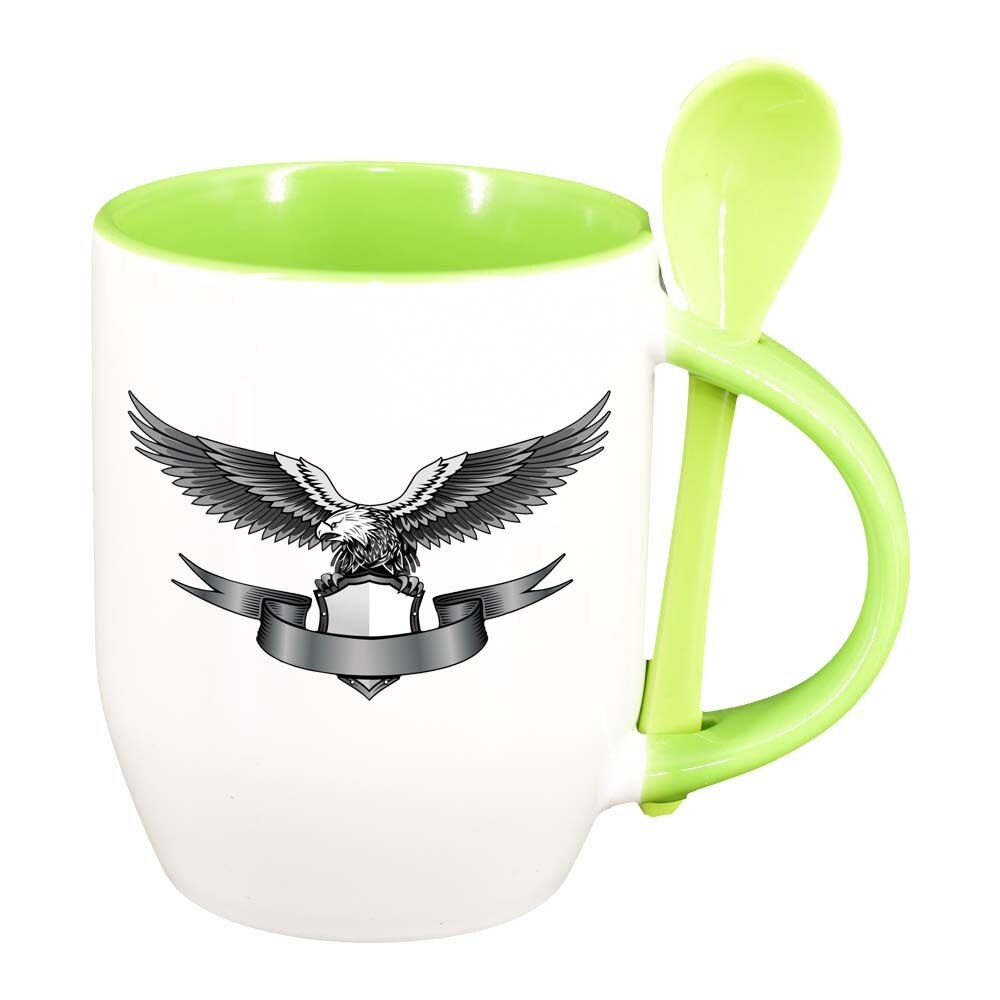 Cana Eagle cu lingurita, interior verde deschis, 330ml, D301