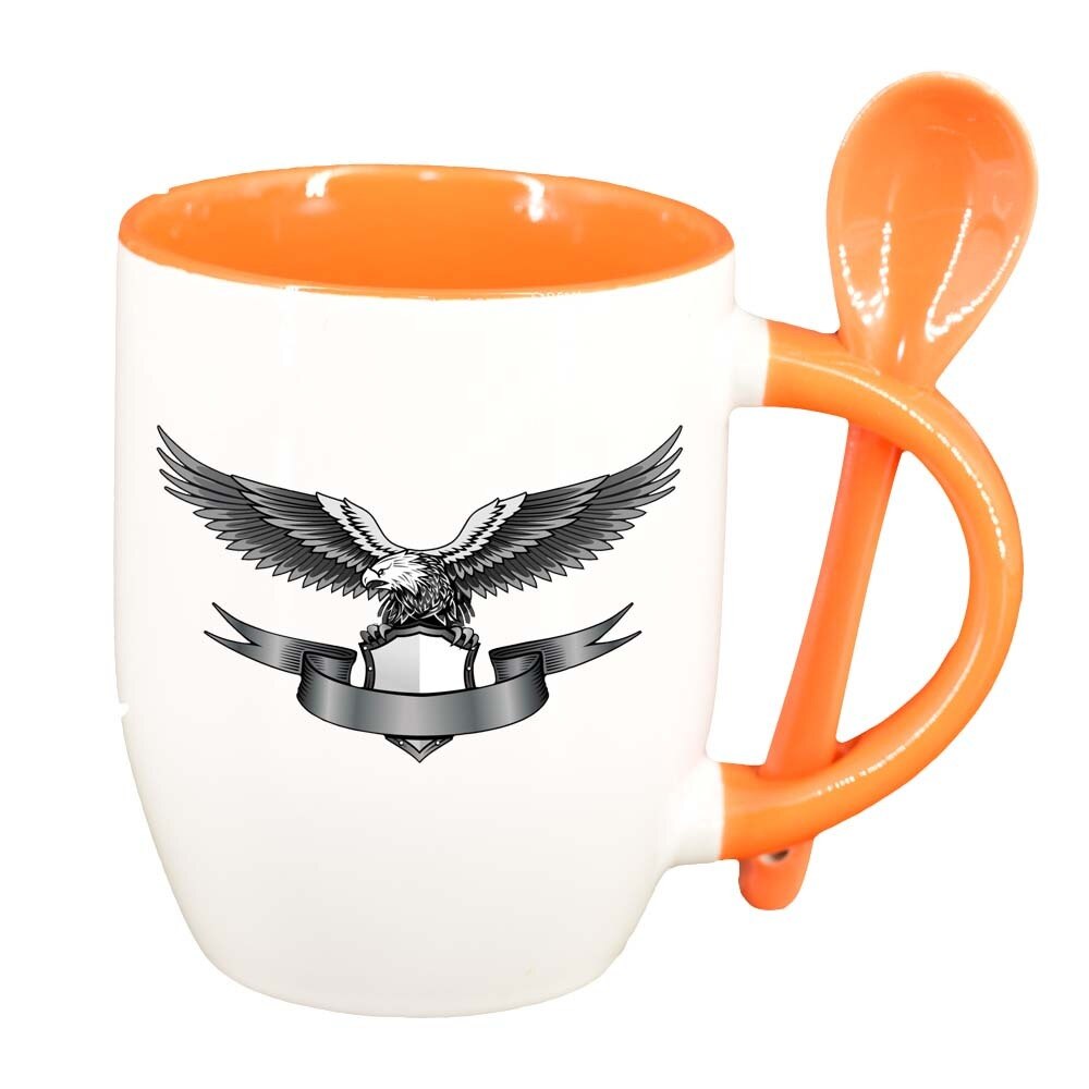 Cana Eagle cu lingurita, interior portocaliu, 330ml, D301