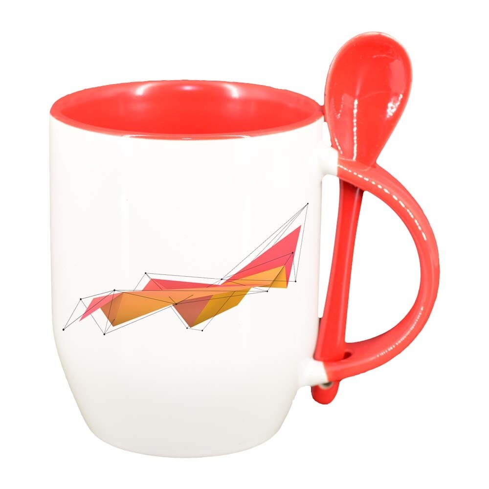 Cana Forme cu lingurita, interior rosu, 330ml, D297