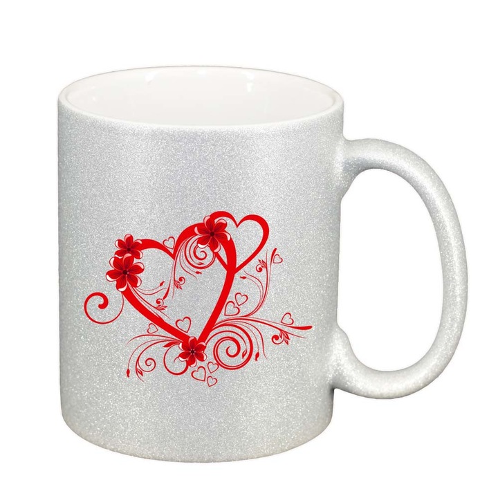 Чаша за любов, сребърен перлен блясък, 330 мл, D307