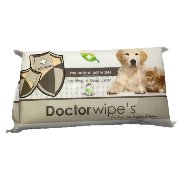 Doctor Wipe's Nedves Törlőkendő Aloe Verával, Állatoknak, 48db