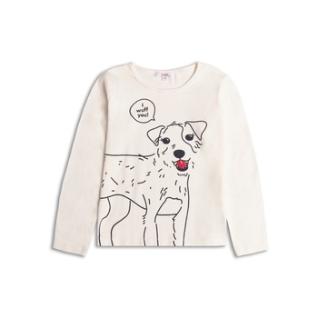 Bluza cu maneca lunga imprimeu catel, Fete, Sugar Squad, Alb Bluza cu maneca lunga imprimeu catel, Fete, Sugar Squad, Alb