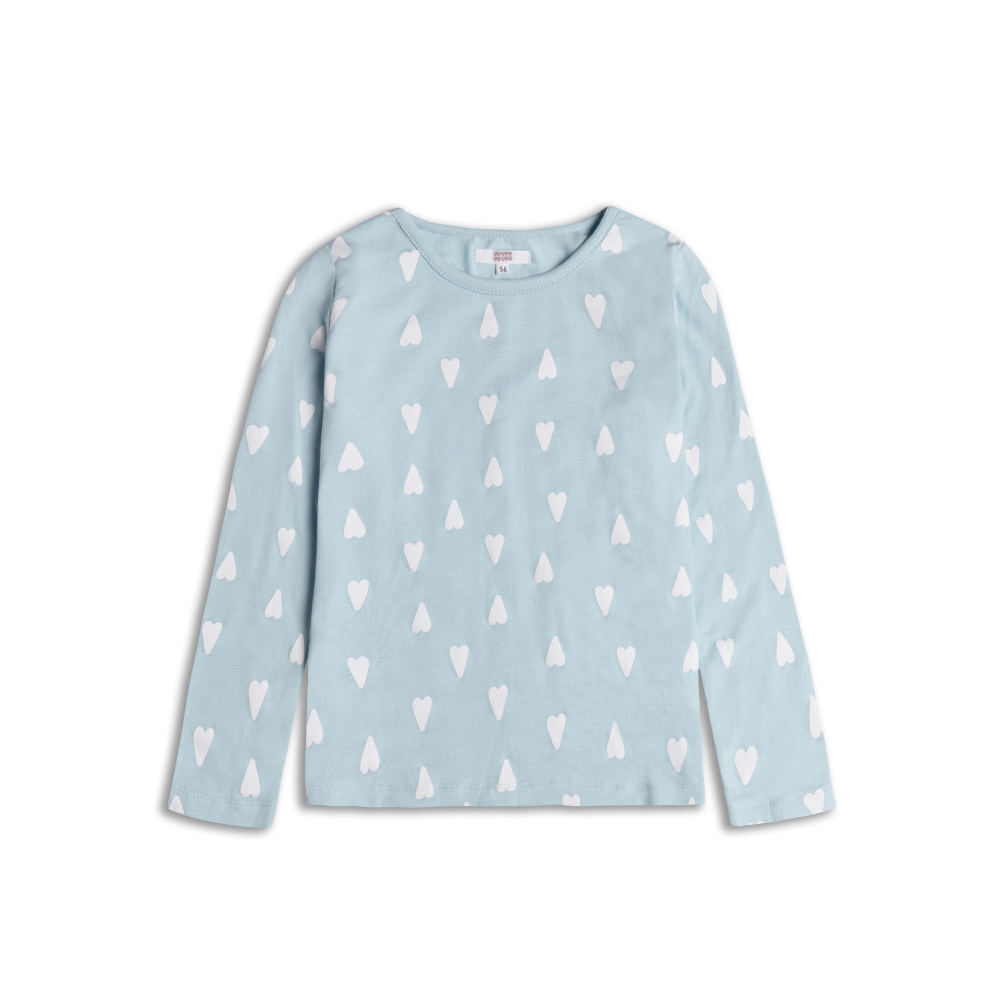 Bluza cu maneca lunga imprimeu inimioare, Fete, Sugar Squad, Albastru deschis/Alb