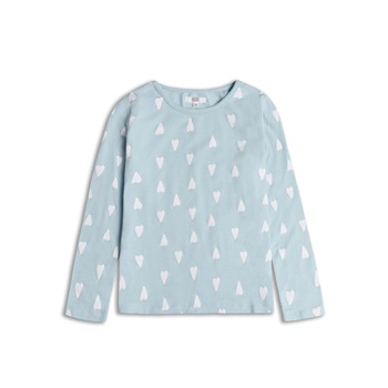 Bluza cu maneca lunga imprimeu inimioare, Fete, Sugar Squad, Albastru deschis/Alb Bluza cu maneca lunga imprimeu inimioare, Fete, Sugar Squad, Albastru deschis/Alb