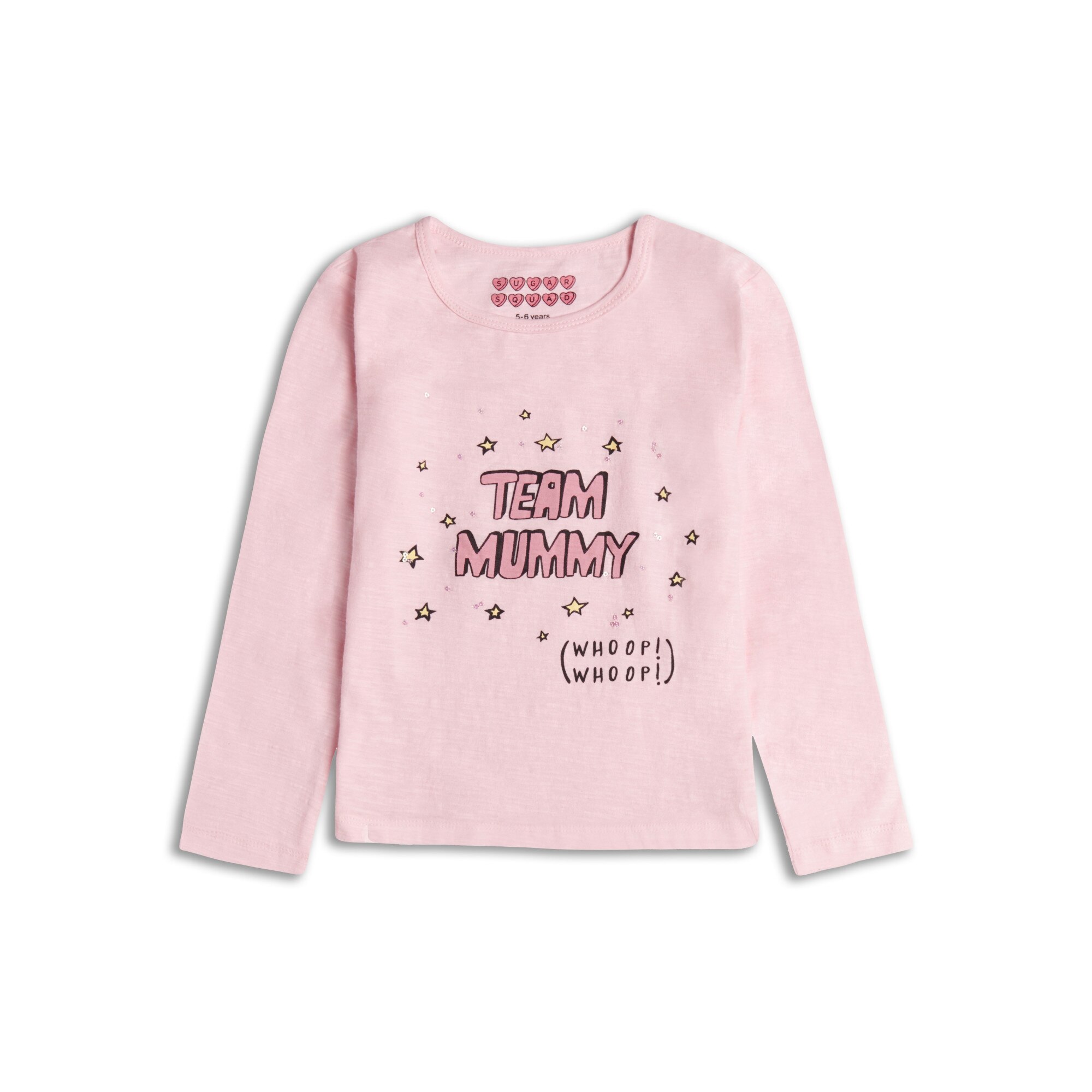 Bluza cu maneca lunga imprimeu mesaj, Fete, Sugar Squad, Roz