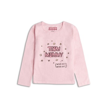 Bluza cu maneca lunga imprimeu mesaj, Fete, Sugar Squad, Roz Bluza cu maneca lunga imprimeu mesaj, Fete, Sugar Squad, Roz