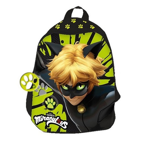 Раница с 2 прегради Ladybug 29 см,, Котарака, за момче, зелена - eMAG.bg
