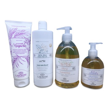 Pachet produse baie, cadou crema corporala organica cu ulei de cocos si magnolie, Lakshmi Pachet produse baie, cadou crema corporala organica cu ulei de cocos si magnolie, Lakshmi