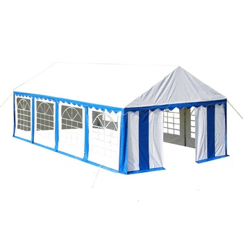 Cort de petrecere in doua culori, vidaXL, Tesatura, 4 x 8 m, Alb si Albastru Cort de petrecere in doua culori, vidaXL, Tesatura, 4 x 8 m, Alb si Albastru