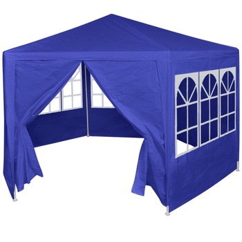 Pavilion de petrecere cu 6 pereti laterali, vidaXL, Tesatura, 2 x 2 m, Albastru Pavilion de petrecere cu 6 pereti laterali, vidaXL, Tesatura, 2 x 2 m, Albastru